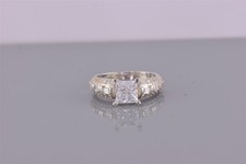 Sterling Silver Princess Cut Cubic Zirconia Baguette Accent Band Ring 925 Sz: 6