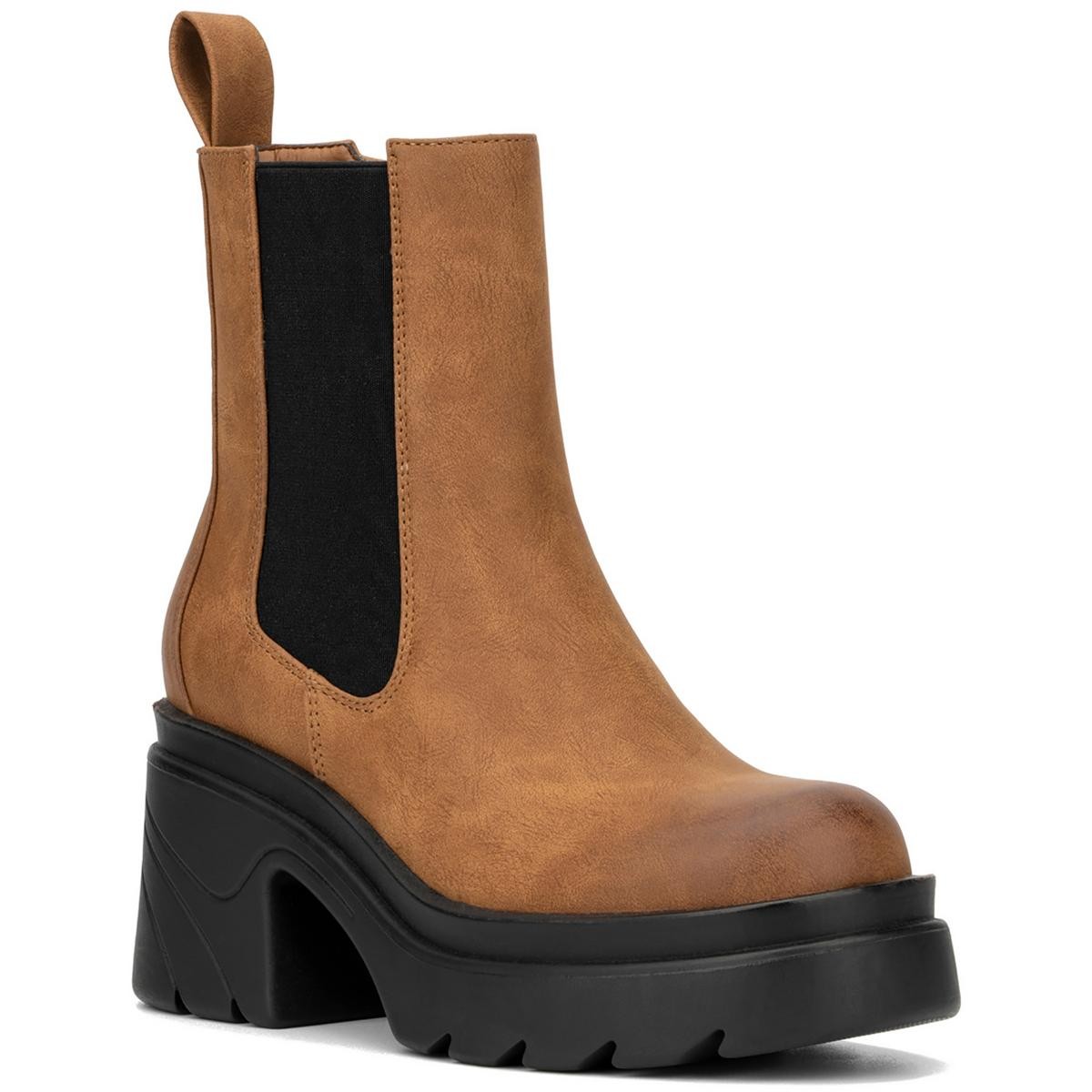 Женские повседневные ботильоны TESSA Tan с круглым носком из Нью-Йорка, 7 средних размеров (B, M) BHFO 8402