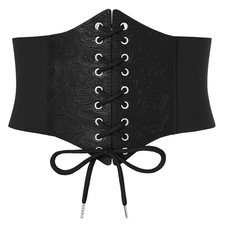Womens Corset Belt Wide Elastic Lace Up Pirate Corset for Dress Black Renaiss...