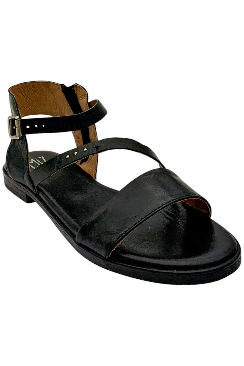 Miz Mooz Womens Leather Crossover Sandals Landyn Black 10690₽