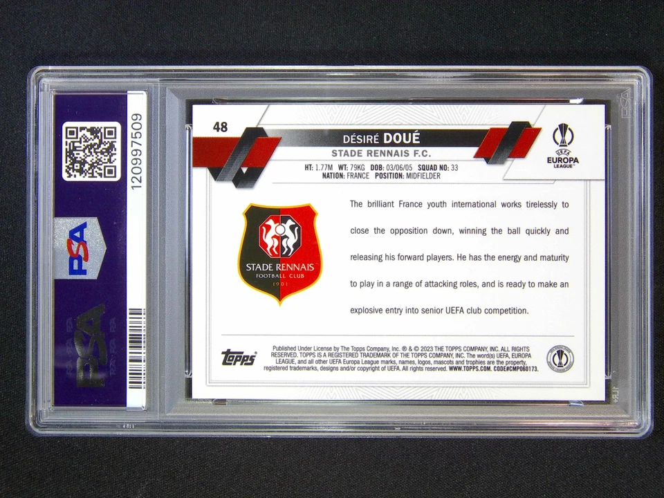 2022-23 Topps Merlin UEFA UERO Desire Doue #48 RC Rookie PSA 9 - Image 2 of 2