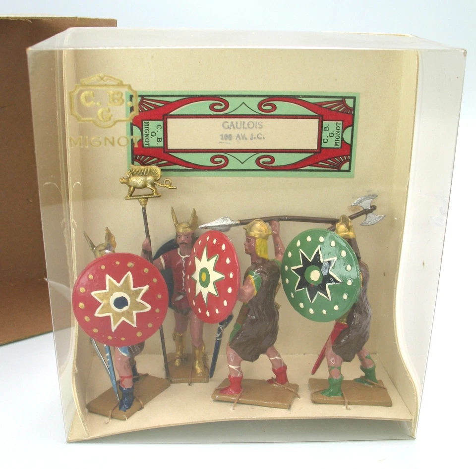 CBG Mignot Gaulois Foot Soldiers Plomo 1950 Nuevo de Lote Antiguo Hecho en Francia 1:32 f Foto 4 de 4