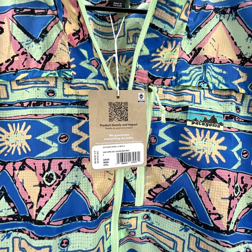 Patagonia Women’s Houdini Stash Pullover Small High Hopes Geo NWT Lightweight - Image 4 of 4