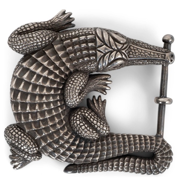 73019 authentische KIESELSTEIN-KORDEL Sterlingsilber ALLIGATOR GRAND Gürtelschnalle