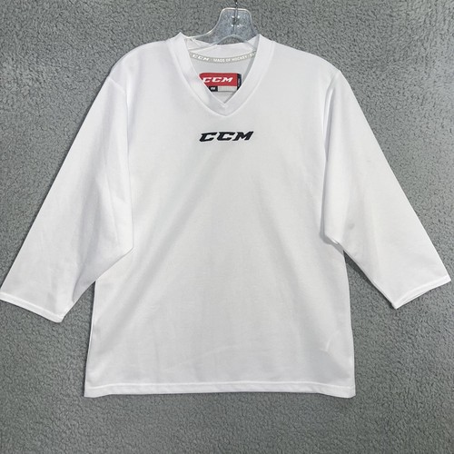 CCM Hockey Shirt Youth S/M White Center Logo 5000 Practice Jersey