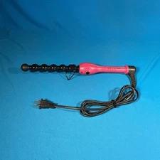 REVLON CURLING IRON Textured Tapered Hair STYLING WAND Pink On OFF Long Cord