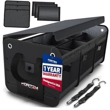 FORTEM SUV Trunk Organizer, Car Organizer, Collapsible Multi Extra Large Black