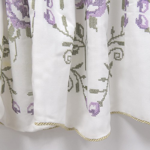 1 Piece Rose Embroidery Valance, Lilac, 60" x 19", Scalloped Flower Floral Wi... - Picture 3 of 6