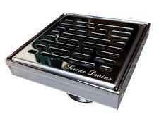 SereneDrains 304 SS 4 Inch Square Polished Chrome Shower Drain Kit Broken Lane