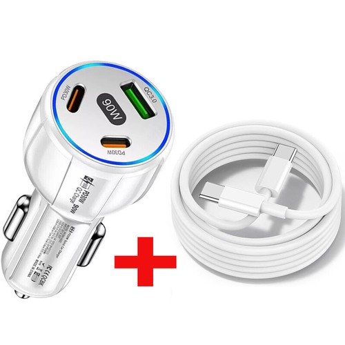 3 Port 90W Fast Charging Car Charger &6ft Cable For Motorola Moto G 5G 2025/2024 - Picture 24 of 24