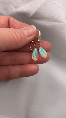 Aurora Opal Earrings Briolette Florescent Multi Color Aqua Green Pink - GLASS - Video 1 of 1