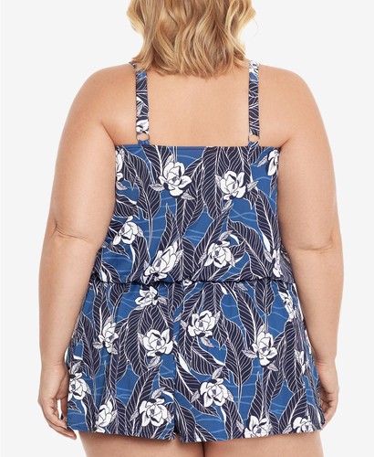 Swim Solutions 281809 Plus Size Tummy-Control Romper Women's Swimsuit, Size 18W - Picture 2 of 2