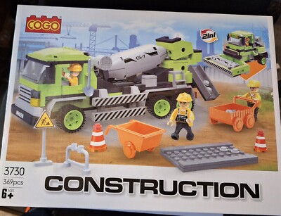 COGO Baustelle Construction Betonmischer Schubkarre Klemmbausteine  3730