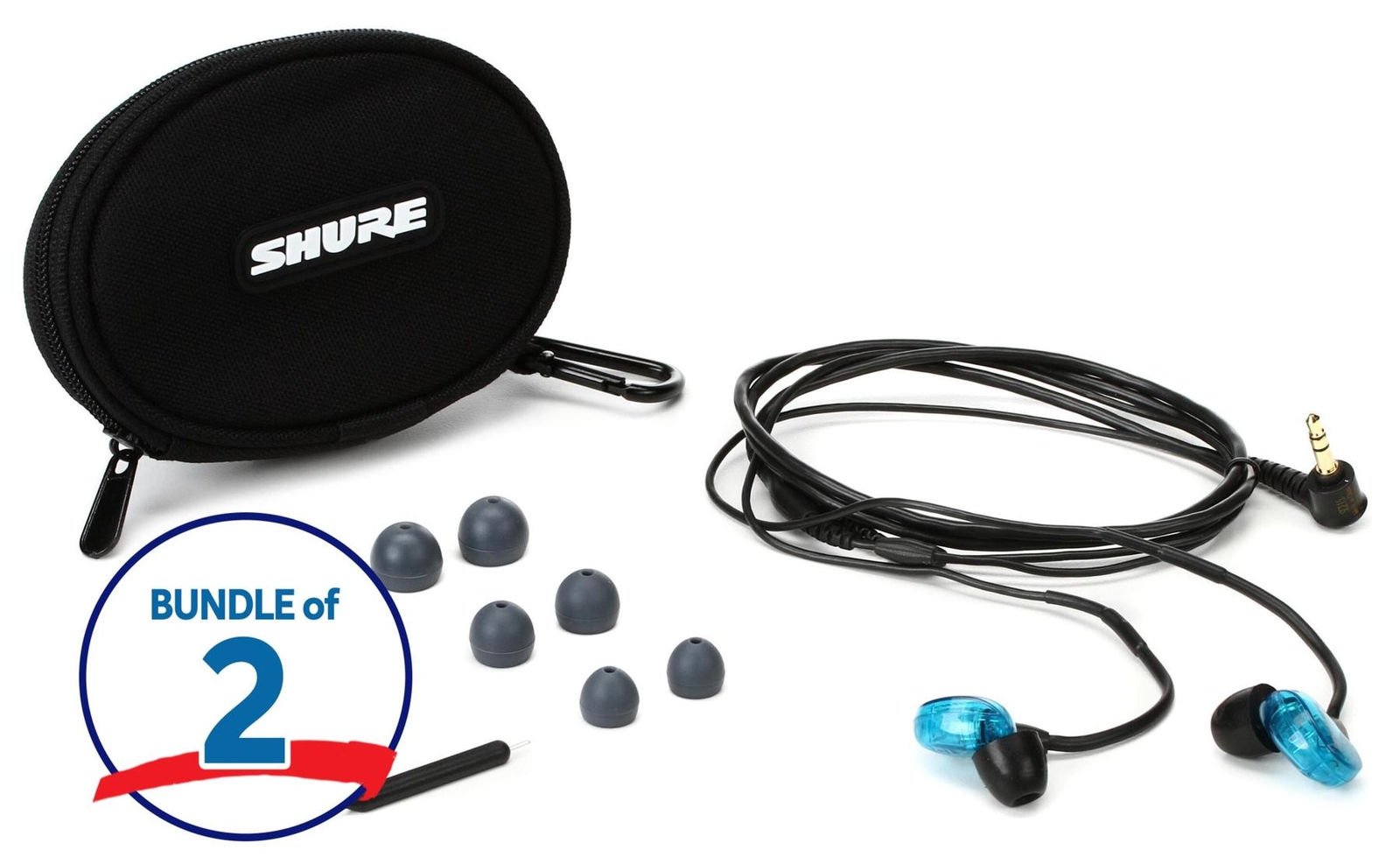 Звукоизолирующие наушники Shure SE215 - Синие (2 штуки)