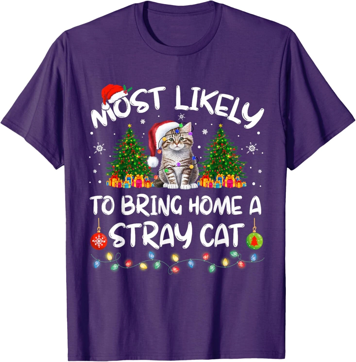 Most Likely To Bring Home A Stray Cat Christmas T-Shirt