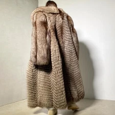 130CM Women's Luxury Real Fox Fur Coat Winter Jacket Natural Fluffy Fur Overcoat