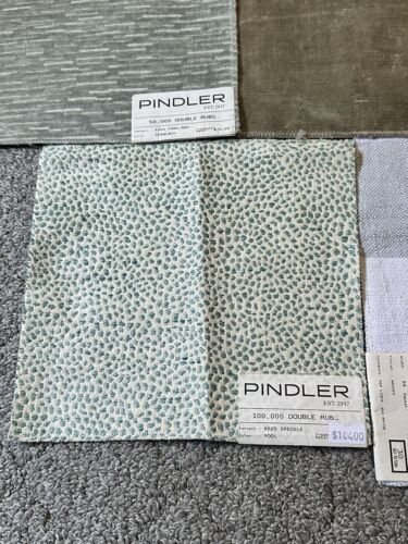 Lot of 5 Pindler Fabric Samples Teal Blue Green Velvet Speckle Stripe Crafts - Picture 2 of 24