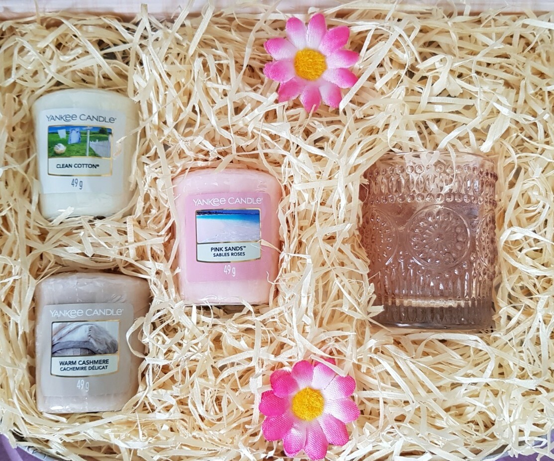 YANKEE CANDLE GIFT HAMPER YANKEE CANDLE GIFT BOX PINK HOLDER VOTIVES SET XMAS eBay