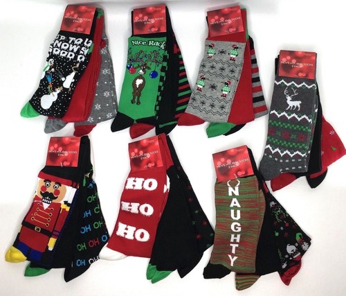 3 Pair Pkg Men's Tacky Christmas Holiday Crew Socks Gift Fit 7-12 New *Choose 1* - Picture 10 of 18