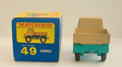 Vintage Lesney Matchbox Car Series #49 UNIMOG MERCEDES TAN AND TEAL Original Box - Picture 6 of 10