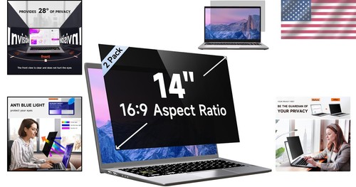 14 Inch Laptop Privacy Screen Filter 2-Pack: Anti-Glare & Blue Light Reduction - Picture 2 of 9