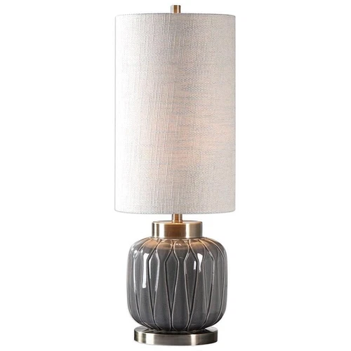Uttermost Zahlia Ceramic Metal and Fabric Table Lamp in Aged Gray and Khaki - Picture 1 of 7