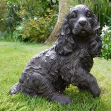 Dog Statue Cocker Spaniel Home Garden Sculpture Resin Animal Figurine Ornament