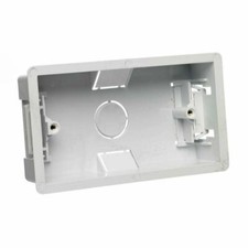 Plasterboard Dry Lining Pattress Back Box Double 2 Gang White Flush Mount Socket