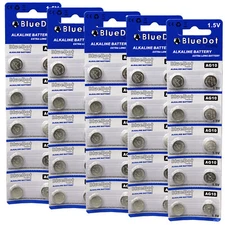 QTY 50 BlueDot Alkaline Watch Battery AG10 389 LR54 SR54 SR1130W 189 L1130 SB-BU