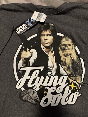 Star Wars  Flying Solo  Men s T-shirt size XL Han Solo and Chewbacca NWT New