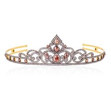 17.98ct Ice Diamond Oxidized Bridal Tiara 925 Sterling Silver