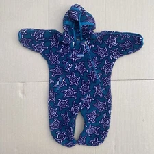 Crazy Patagonia Baby Bunting Fleece Zen Turtles Dark Teal + Purple 12 MONTHS