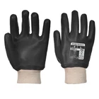Portwest A400 BLACK PVC Knitwrist Glove / Knitted Wrist Gloves / Waterproof