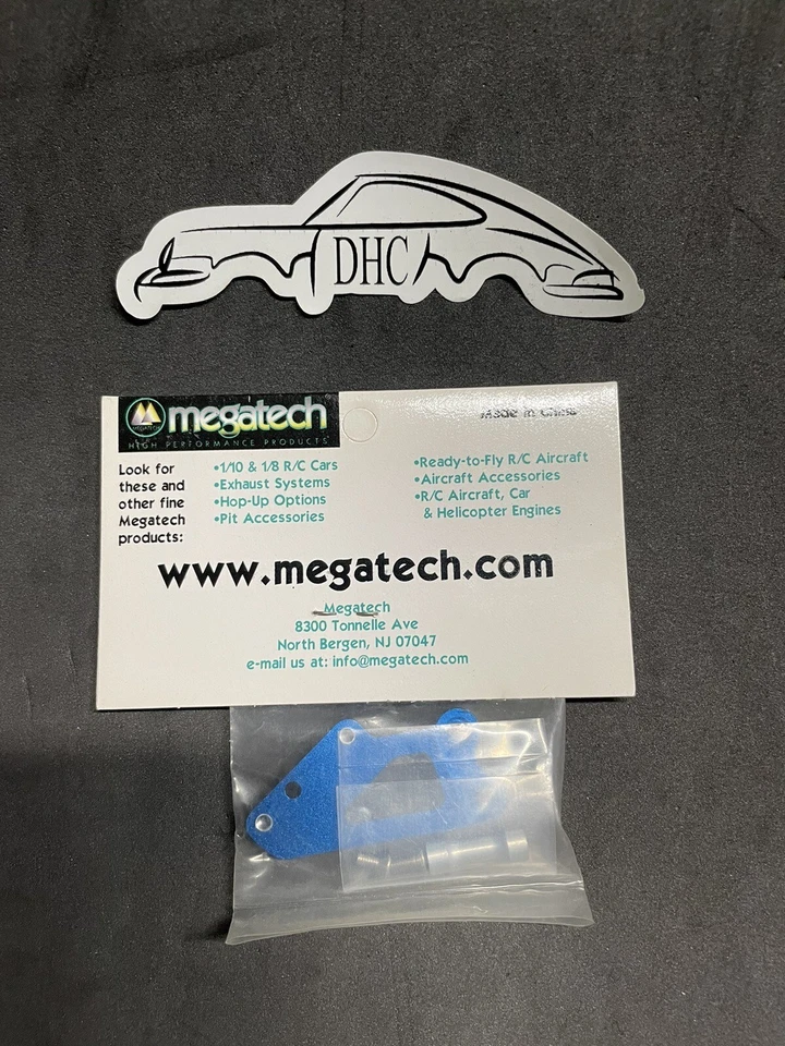 Pieza de coche de radiocontrol Megatech vintage # MTC23857 aluminio azul. Soporte trasero izquierdo Nitro TC3 Foto 2 de 2