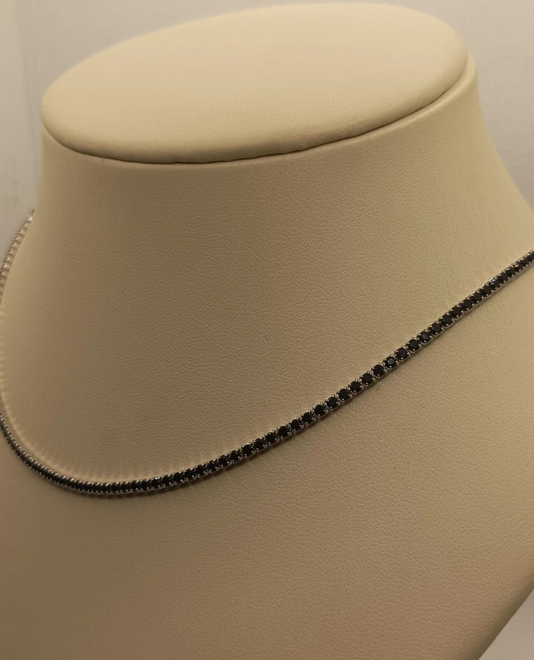 COLLANA TENNIS ARGENTO RODIATO DONNA MM 2 ZIRCONI NERO CM 40-45 EXPLOIT - Immagine 4 di 4