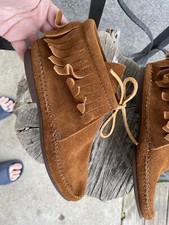 NEW KIDS Moccasin boots sz 4 leather USA booties Fringe