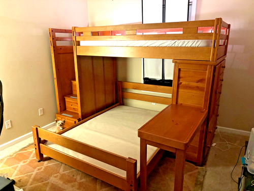 Creekside Step Bunk Bed | Twin/full Bunk Bed With Chest And Desk Attachment