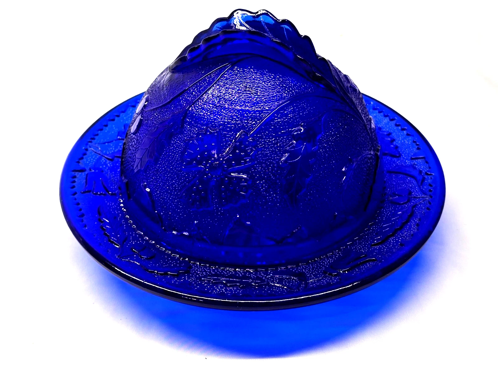 U.S. Glass Delaware Cobalt Blue Covered Butter Dish EAPG c.1899