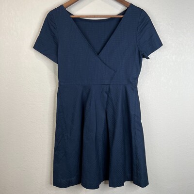 Jil Sander Women Wrap Dress 38 Navy Blue Short Sleeve Knee Length Preppy Capsule