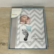 New Pearhead Chevron My Memory Baby Book Gray Clean Touch Ink Pad Keepsake