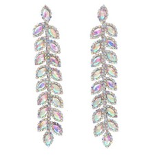 Silver Tone Large Crystal Rhinestone Chandelier Post Earrings ESE2466-SAB