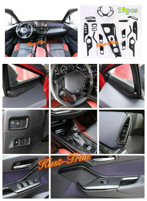 For Toyota C-HR CHR 16-2020 ABS Carbon fibre Interior Accessories Cover  Trim Kit