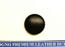 Black genuine leather button MADE IN USA 7/8" (23 mm) jacket button, metal loop
