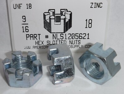 Durable and Sturdy 10 Good Holding Power in Different Materials 9/16-18 Slotted Hex Castle Nut Zinc Plated 9/16 x 18 Fine Thread Durable and Sturdy 10 Good Holding Power in Different Materials 9/16-18 Slotted Hex Castle Nut Zinc Plated 9/16 x 18 Fine Thread