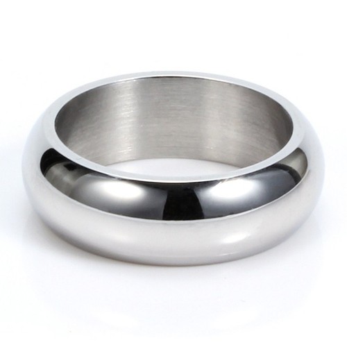 6.8mm Silver/Blue/Gold Smooth Polished Band Men's Stainless Steel Ring Size 7-10 - Picture 6 of 11