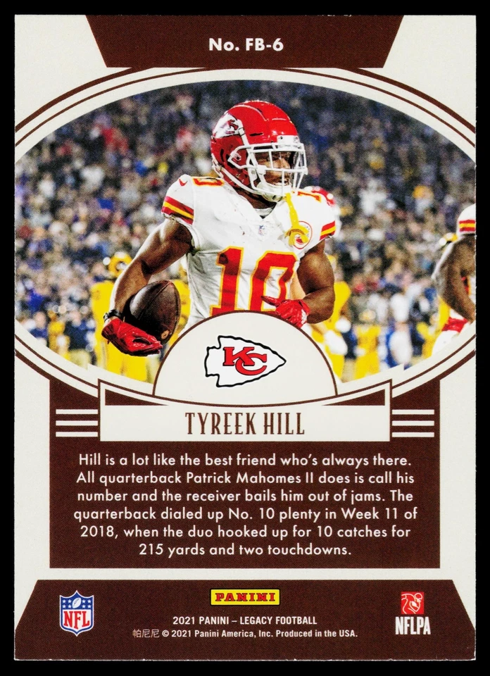Tyreek Hill 201 Panini Legacy Flashback Kansas City Chiefs NFL Card No.FB-6 - Image 2 of 2