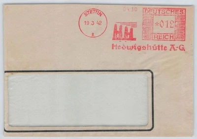 D. Reich Freistempel-Briefstück STETTIN 1942 Hedwigshütte AG [073] - Bild 1 von 2