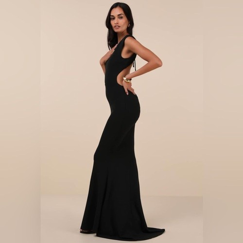 Lulus Captivating Perfection Backless Maxi Dress Small Black Mermaid Formal Gala - Picture 3 of 11
