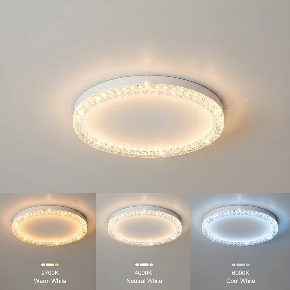 Plafoniera LED Moderna 80W Ø48cm 3 Colori CCT Switch Luce Calda Fredda Naturale - Immagine 4 di 4