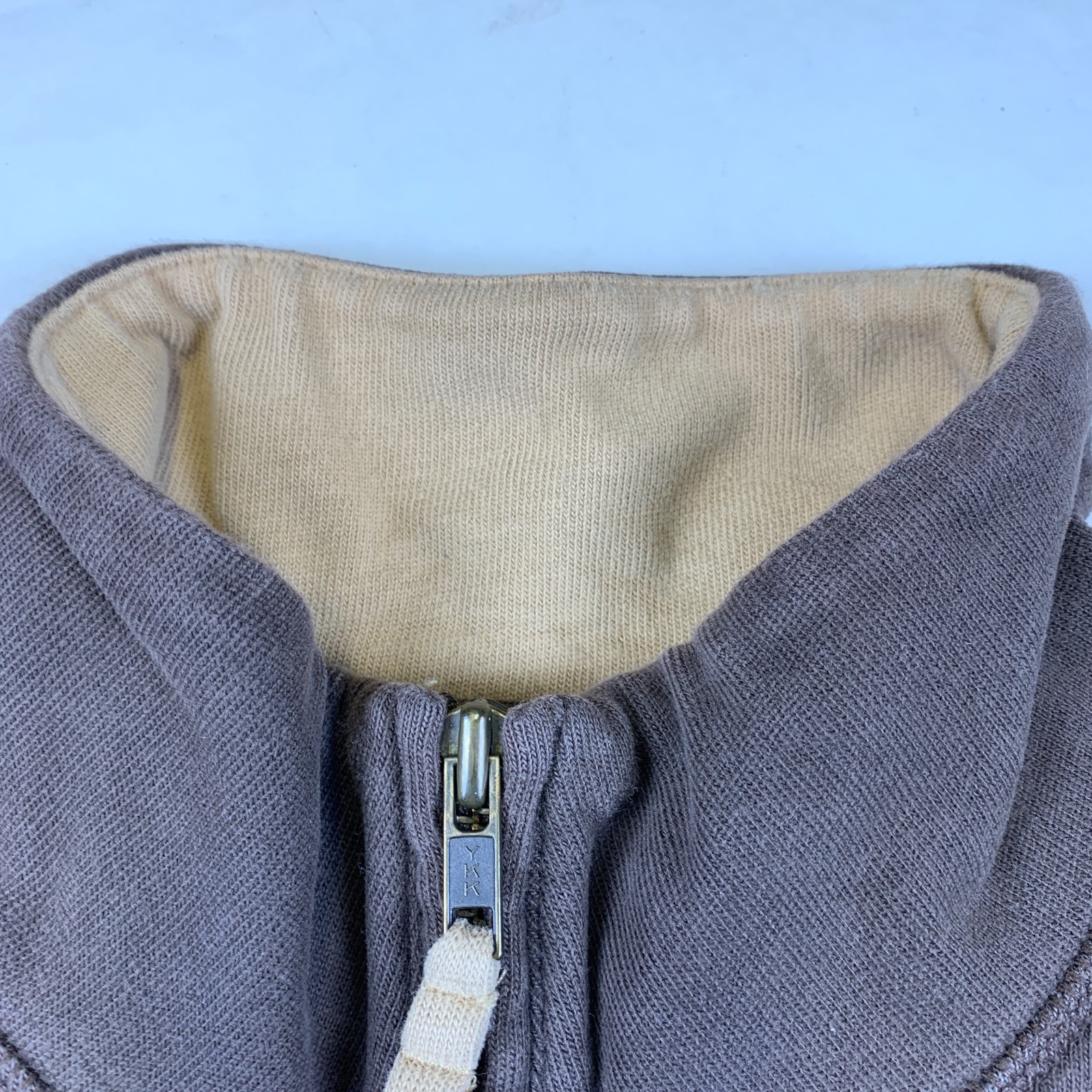 Timberland Pullover Men L/G 1/4 Zip Brown Cotton Regular Fit Logo Very Good image 2